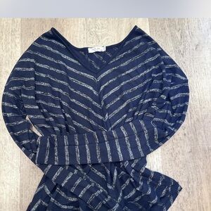 rag & bone Navy and Gray Striped Long Sleeve Tee